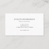 Carte De Visite Clair Calligraphie Script Minimal Blanc (Dos)