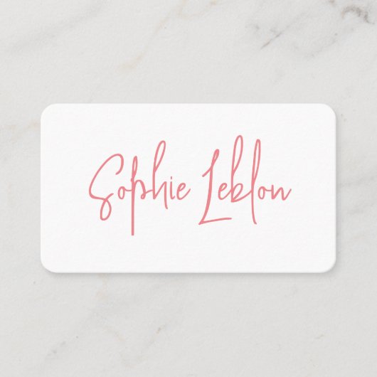 Carte De Visite Clair calligraphie simple élégante (livre blanc) (Devant)