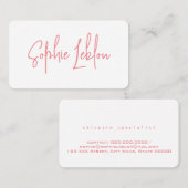 Carte De Visite Clair calligraphie simple élégante (livre blanc) (Devant / Derrière)