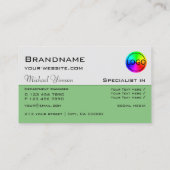 Carte De Visite Clair gris et vert chic avec logo professionnel (Dos)
