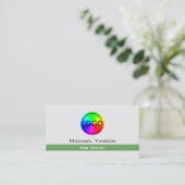 Carte De Visite Clair gris et vert chic avec logo professionnel (Debout devant)