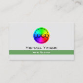 Carte De Visite Clair gris et vert chic avec logo professionnel (Devant)