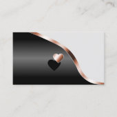 Carte De Visite Clair gris noir Wavy Rose Gold Hearts et QR Code (Devant)