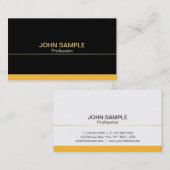 Carte De Visite Clair moderne professionnel Black Gold Elegant (Devant / Derrière)