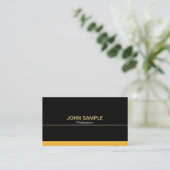 Carte De Visite Clair moderne professionnel Black Gold Elegant (Debout devant)