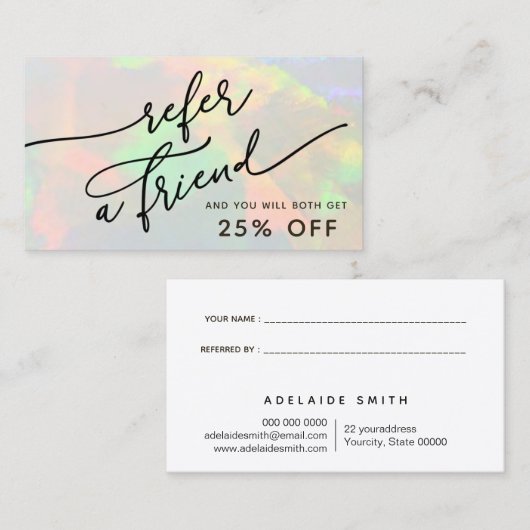 Carte De Visite clair opal référer un ami (Devant / Derrière)