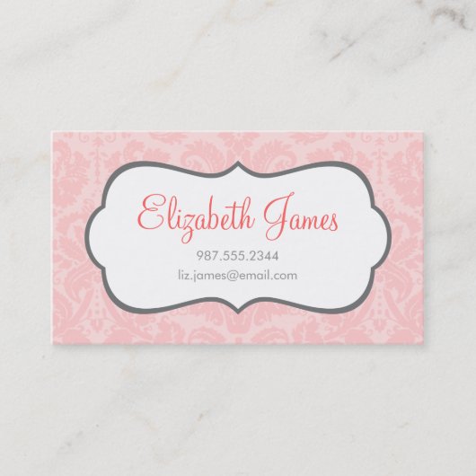 Carte De Visite Clair rose Vintage Damas (Devant)