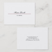 Carte De Visite Clair simple classique blanc (Devant / Derrière)