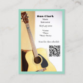 Carte De Visite Clair Turquoise QR Code Music Enseignant Guitare a (Devant)