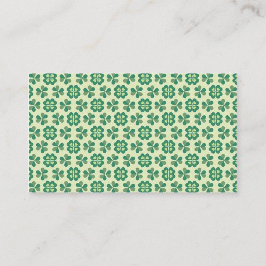 Carte De Visite Clair vert Lucky Clover Simple Elégant Shamrock (Dos)