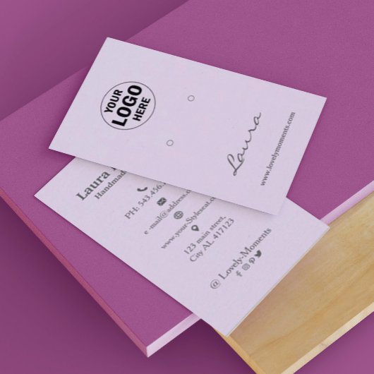 Carte De Visite Clair violet Ajoutez votre écran d'oreille du logo