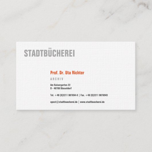 Carte de visite claire avec orange (Devant)