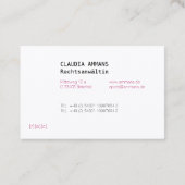 Carte de visite claire, colorée et nette (Dos)