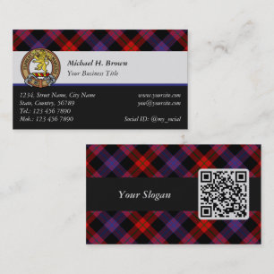 Carte De Visite Clan Brown Crest sur Tartan