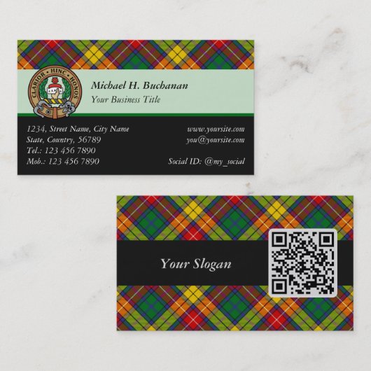 Carte De Visite Clan Buchanan Tartan (Devant / Derrière)