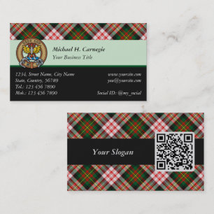 Carte De Visite Clan Carnegie Crest sur la robe Tartan
