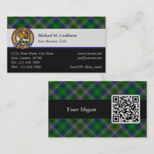 Carte De Visite Clan Cockburn Crest sur Tartan