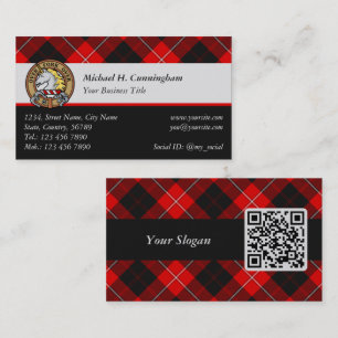 Carte De Visite Clan Cunningham Crest sur Tartan
