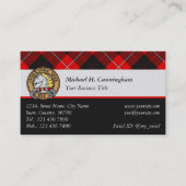 Carte De Visite Clan Cunningham Crest sur Tartan (Devant)