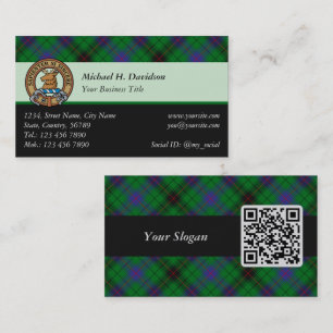 Carte De Visite Clan Davidson Crest sur Tartan