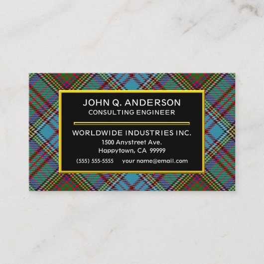 Carte De Visite Clan écossais Anderson Tartan Plaid (Devant)