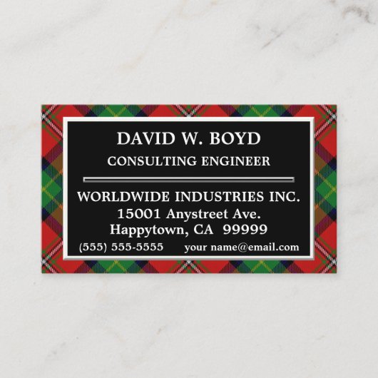 Carte De Visite Clan écossais Boyd Tartan Plaid (Devant)