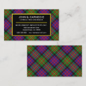 Carte De Visite Clan écossais Carnegie Tartan Plaid (Devant / Derrière)