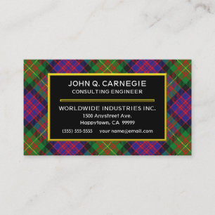 Carte De Visite Clan écossais Carnegie Tartan Plaid