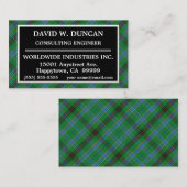 Carte De Visite Clan écossais Duncan Tartan Plaid (Devant / Derrière)