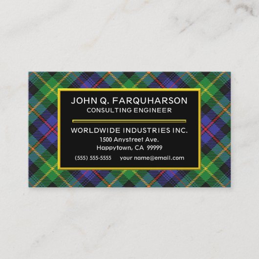Carte De Visite Clan écossais Farquharson Tartan Plaid (Devant)