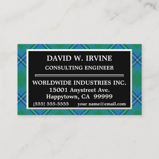 Carte De Visite Clan écossais Irvine Irwin Tartan Plaid (Devant)