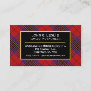 Carte De Visite Clan écossais Leslie Red Tartan Plaid