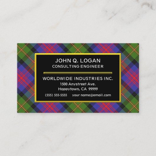 Carte De Visite Clan écossais Logan Tartan Plaid (Devant)