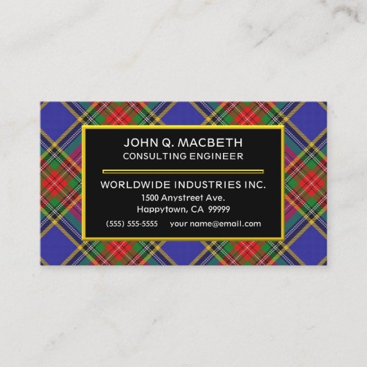 Carte De Visite Clan écossais MacBeth Tartan Plaid (Devant)