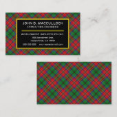 Carte De Visite Clan écossais MacCulloch Tartan Plaid (Devant / Derrière)