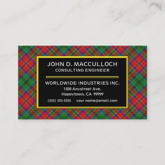 Carte De Visite Clan écossais MacCulloch Tartan Plaid (Devant)