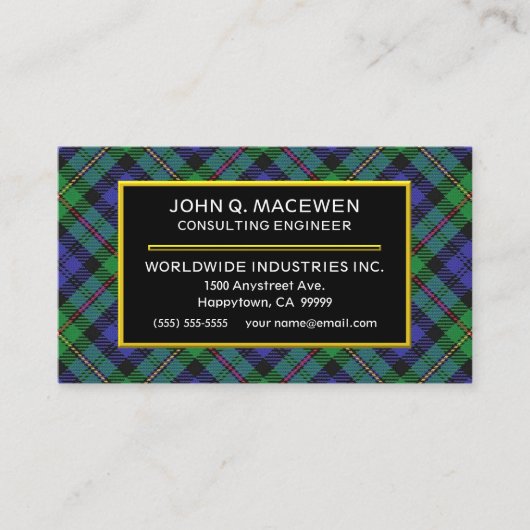 Carte De Visite Clan écossais MacEwen Tartan Plaid (Devant)