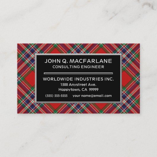 Carte De Visite Clan écossais MacFarlane Tartan Plaid (Devant)