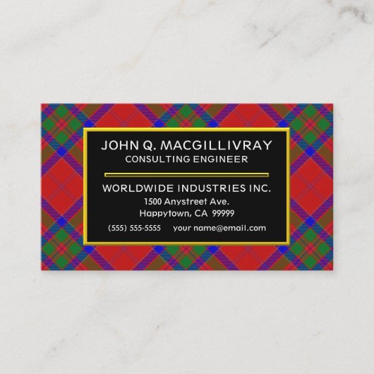 Carte De Visite Clan écossais MacGillivray Tartan Plaid (Devant)