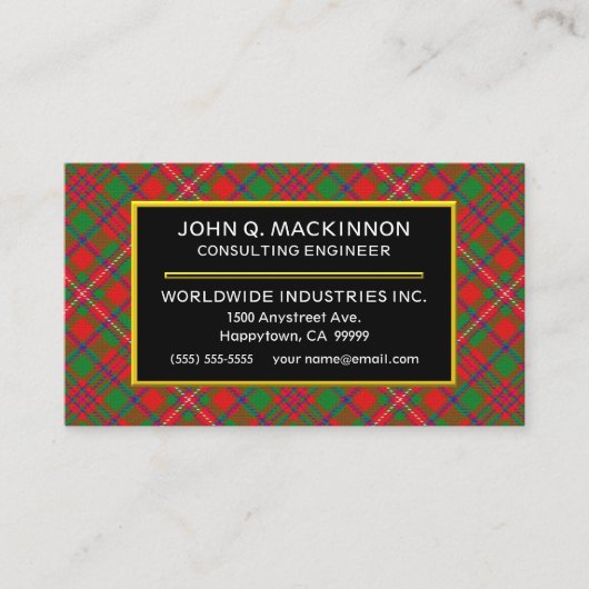 Carte De Visite Clan écossais MacKinnon Tartan Plaid (Devant)