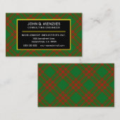 Carte De Visite Clan écossais Menzies Tartan Plaid (Devant / Derrière)