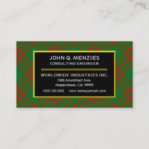 Carte De Visite Clan écossais Menzies Tartan Plaid