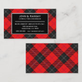 Carte De Visite Clan écossais Ramsay Red Tartan Plaid (Devant / Derrière)