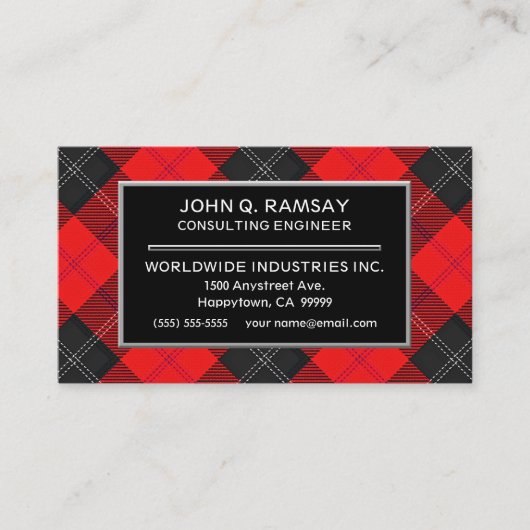 Carte De Visite Clan écossais Ramsay Red Tartan Plaid (Devant)