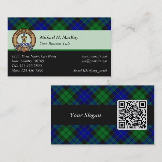 Carte De Visite Clan MacKay Crest sur Tartan (Devant / Derrière)