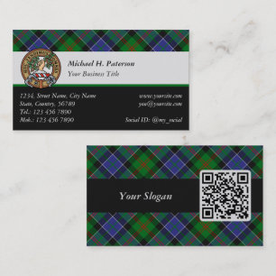 Carte De Visite Clan Paterson Crest sur Tartan
