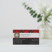 Carte De Visite Clan Ramsay Crest sur Red Tartan (Debout devant)