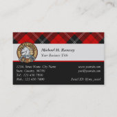 Carte De Visite Clan Ramsay Crest sur Red Tartan (Devant)