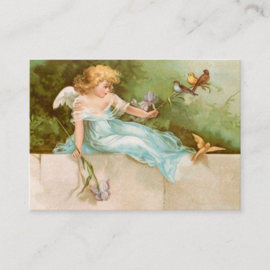 Carte De Visite Clapsaddle : Ange jouant avec des oiseaux (Devant)