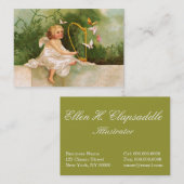 Carte De Visite Clapsaddle : Ange jouant l'harpe (Devant / Derrière)